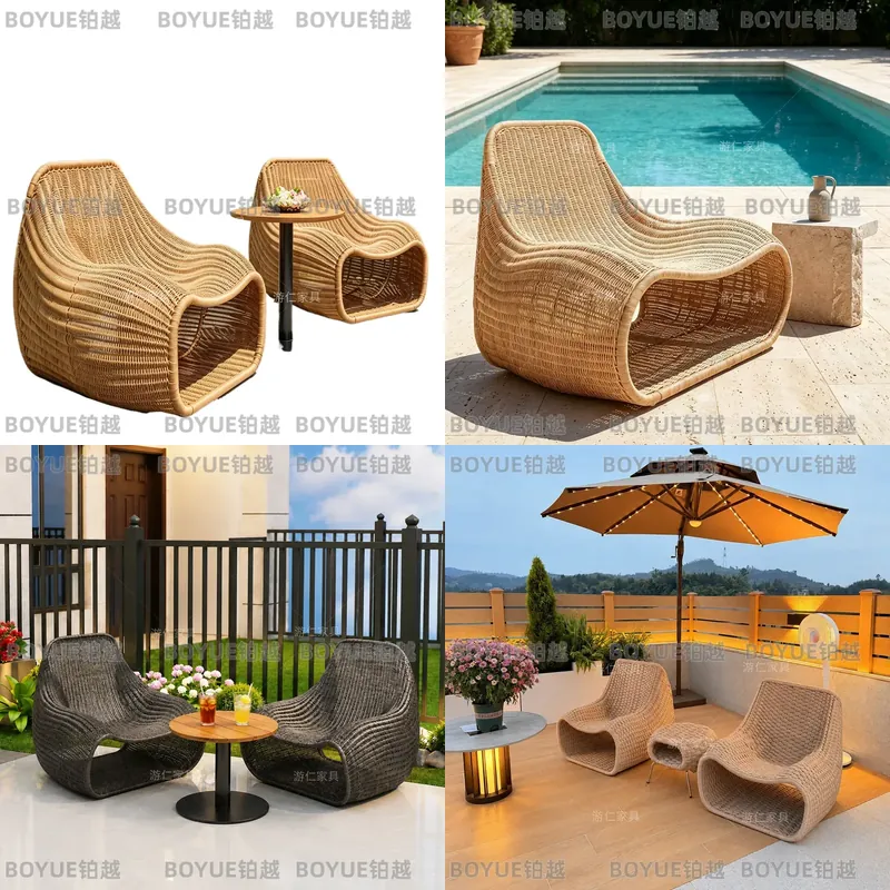 Rattan Lounge Set - Outdoor Wicker Patio Furniture Set 3