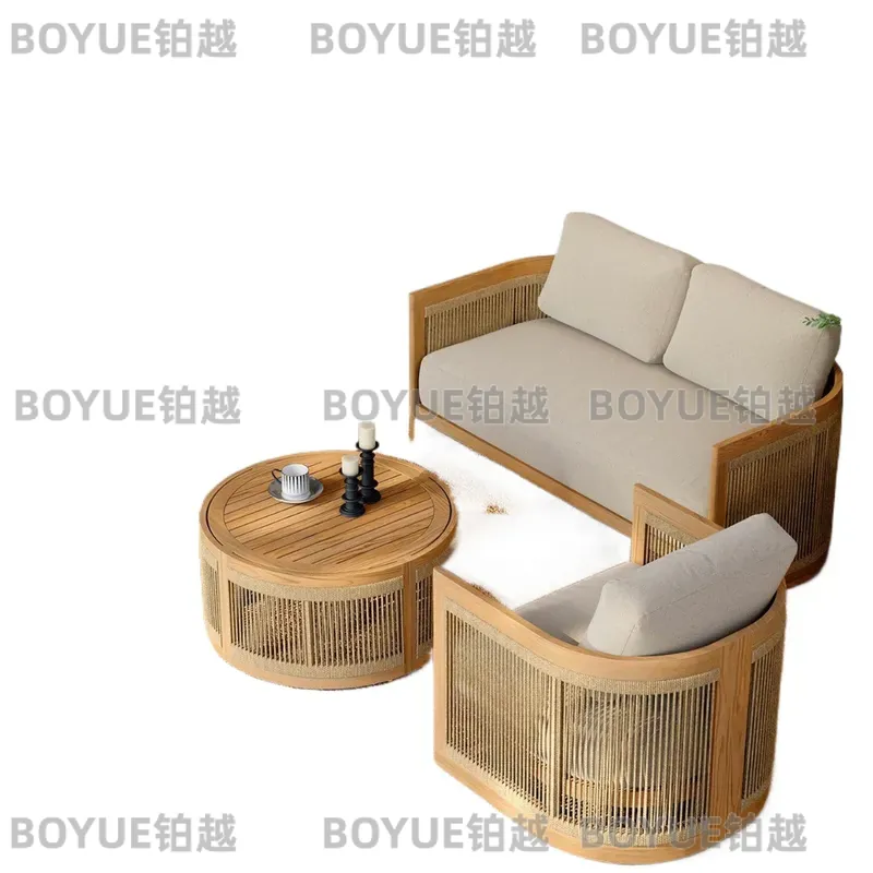 Outdoor Teak Wood Sofa Set Wat - Rattan Lounge Set review and price