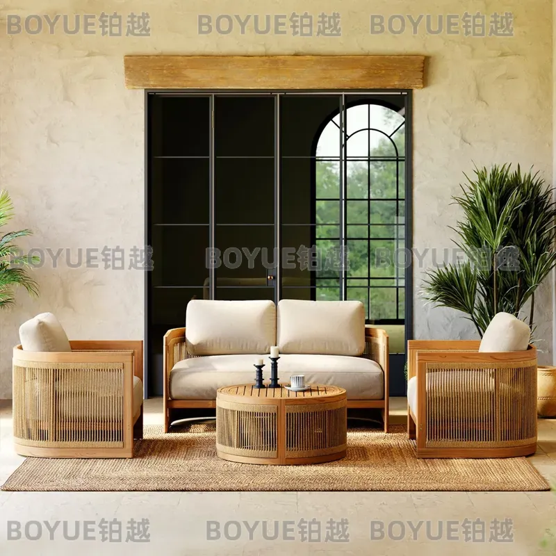 Outdoor Teak Wood Sofa Set Wat - Rattan Lounge Set review and price