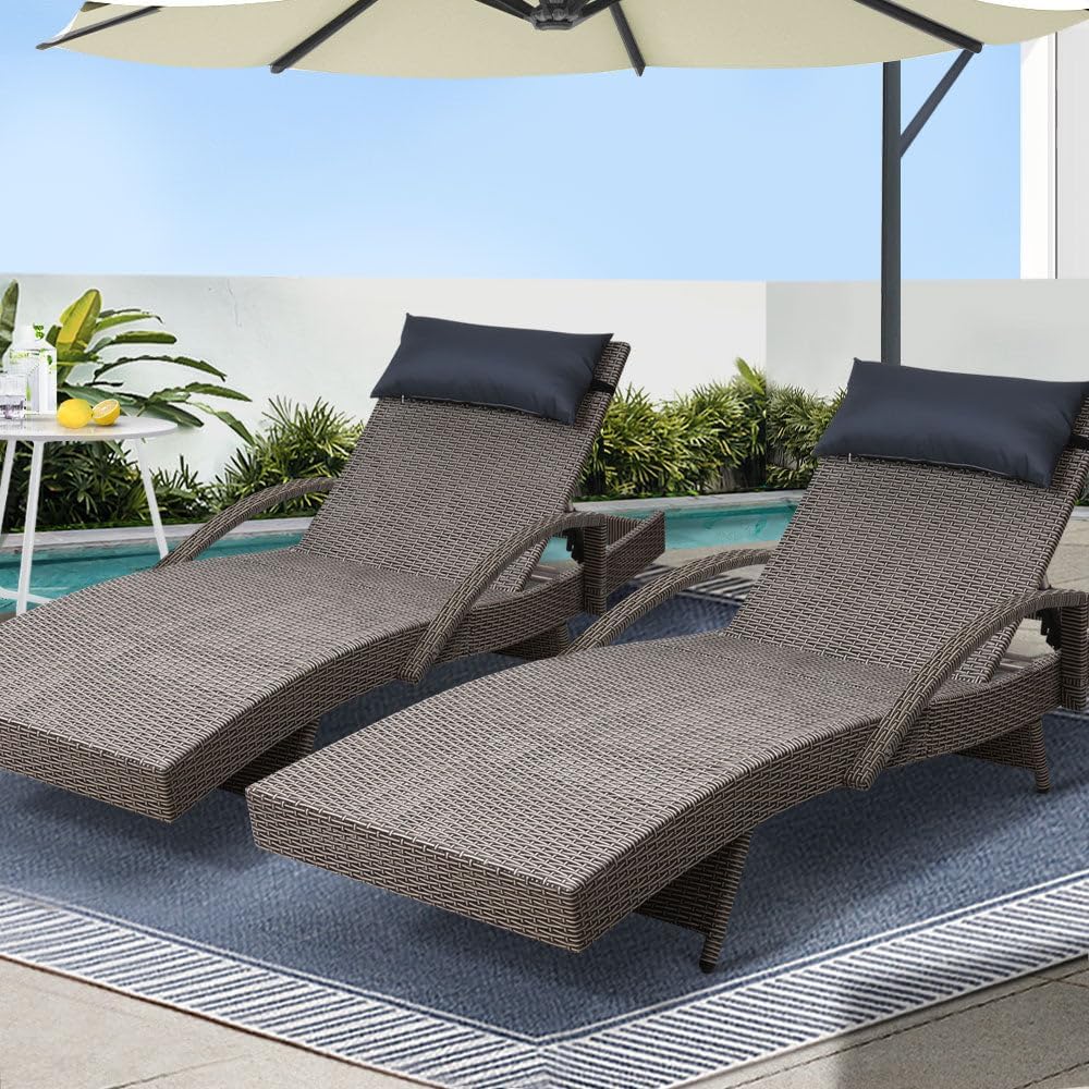 with 4 Adjustable Position Thi - Rattan Lounge Set review and price