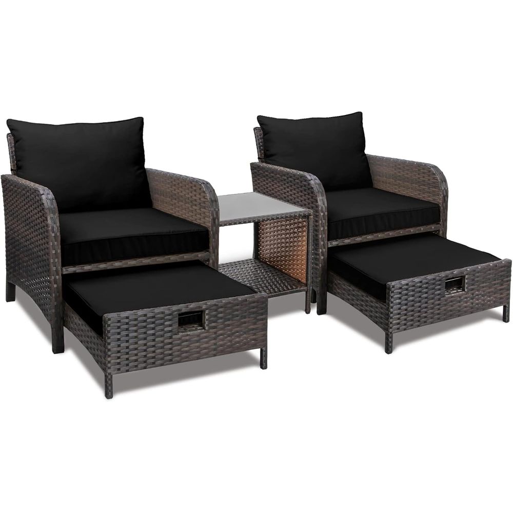Balcony urniture 5 Piece Patio - Rattan Lounge Set review and price