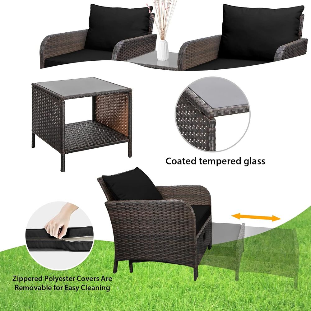 Balcony urniture 5 Piece Patio - Rattan Lounge Set review and price