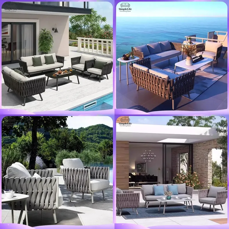 Outdoor Rattan Sofa Set for Ga - Rattan Lounge Set review and price