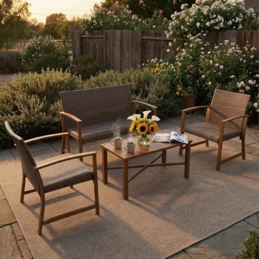4-Piece Wicker Patio Furniture - Outdoor Furniture Durable review and price