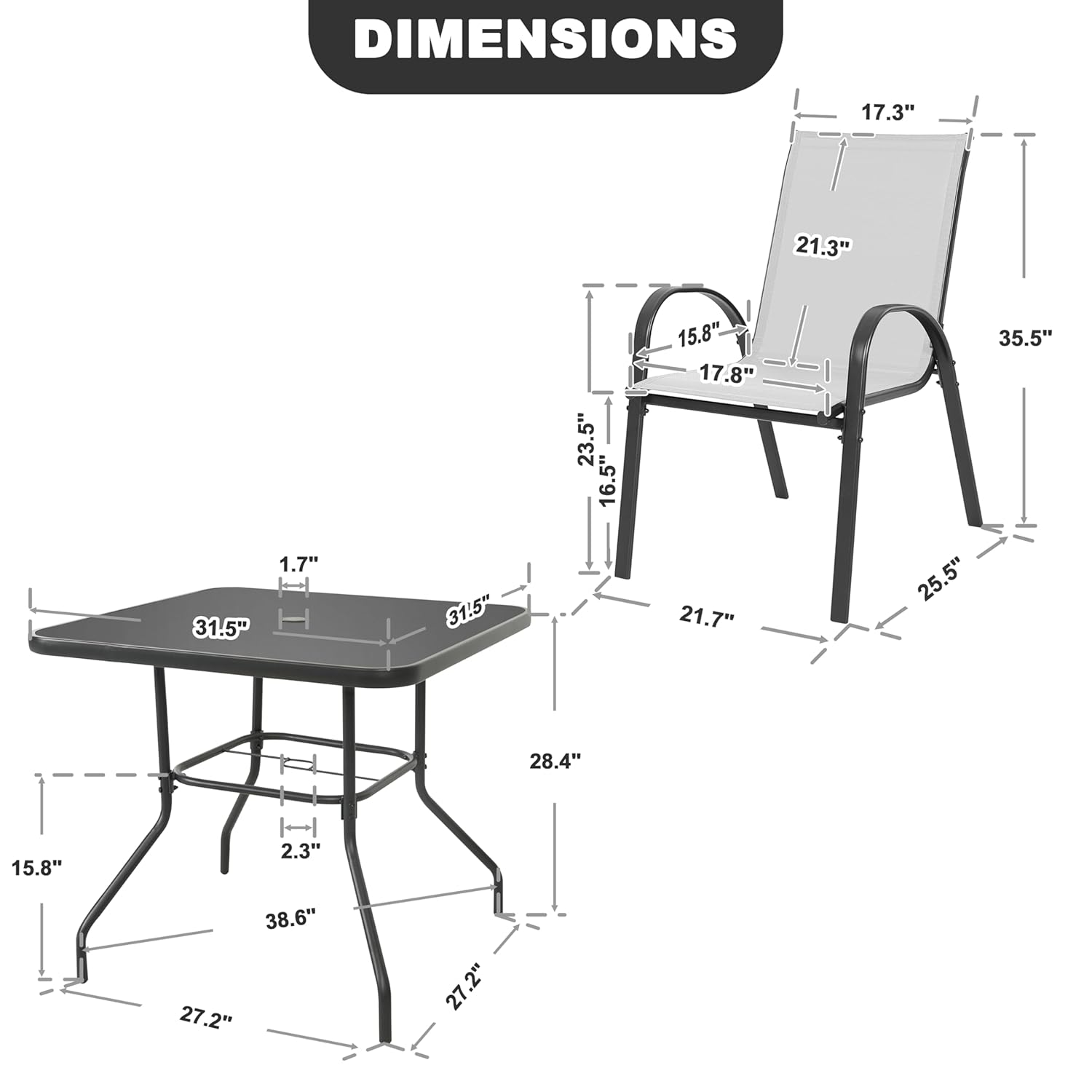 o*-5 Piece Patio Dining Set, M - Outdoor Furniture Ofo review and price