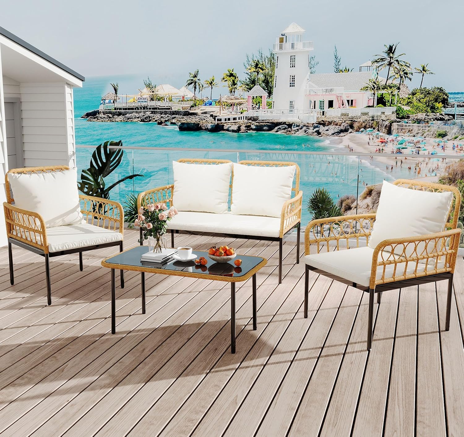 o*-4 Pieces Patio Furniture Se - Outdoor Furniture Ofo review and price