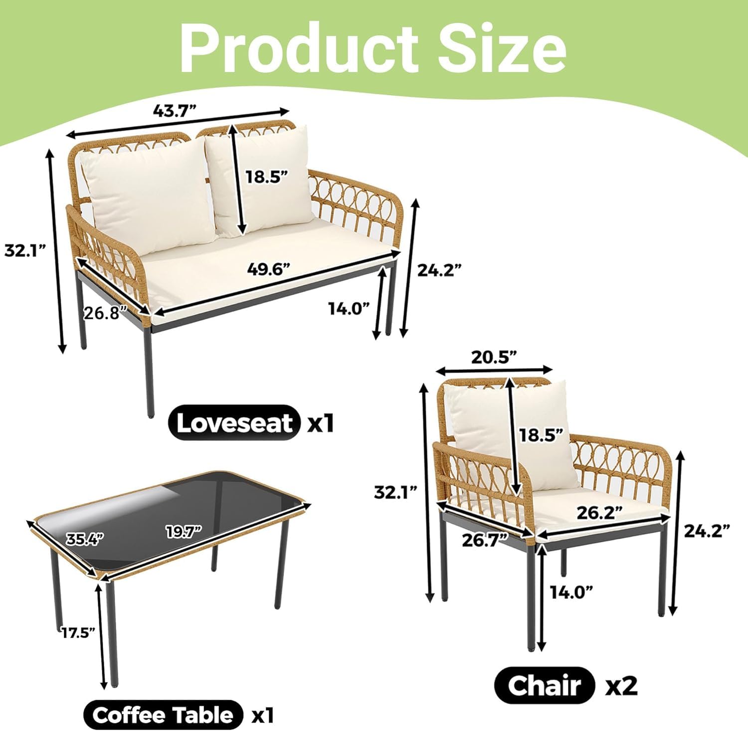o*-4 Pieces Patio Furniture Se - Outdoor Furniture Ofo review and price