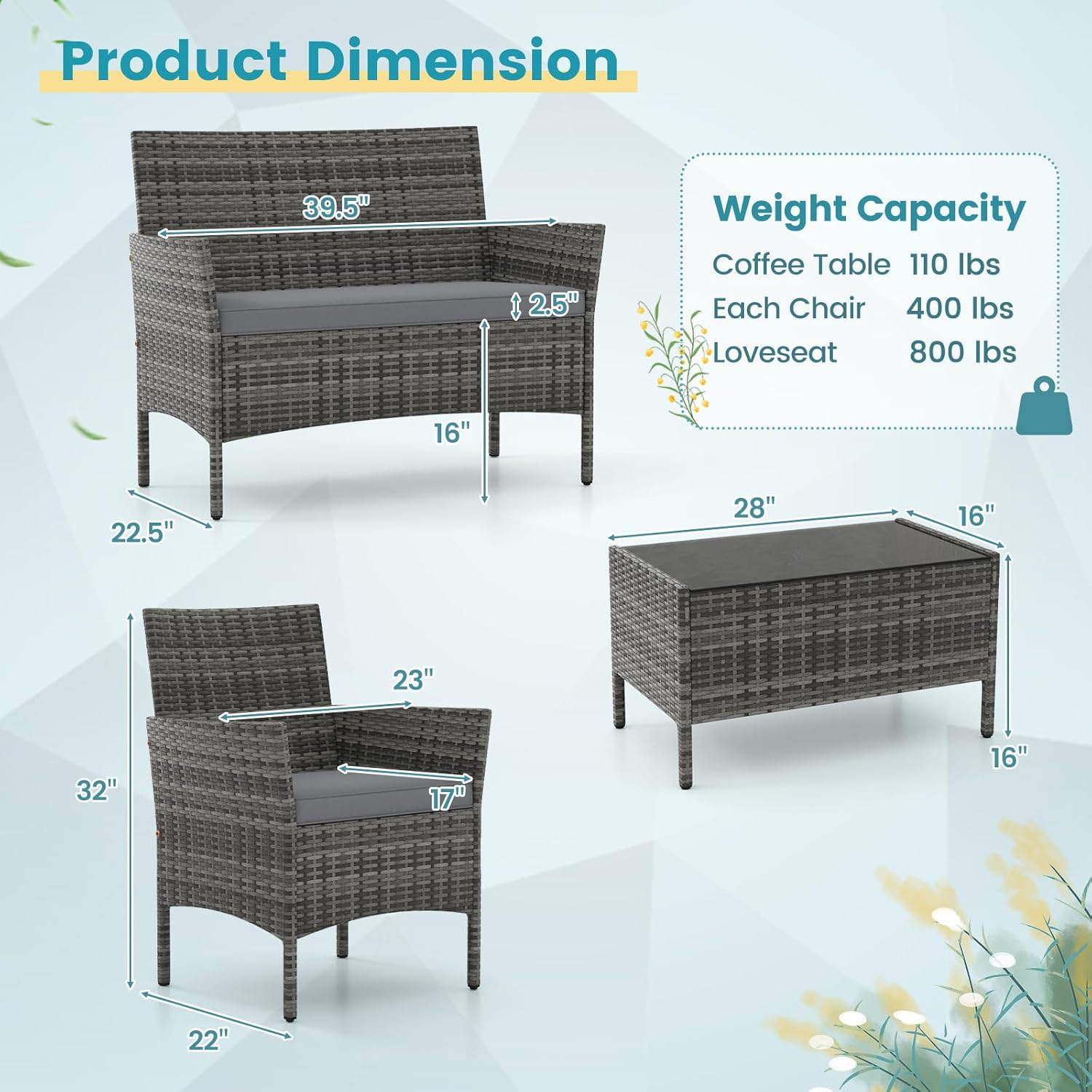 o*-4-Piece Patio Furniture Set - Outdoor Furniture Ofo review and price
