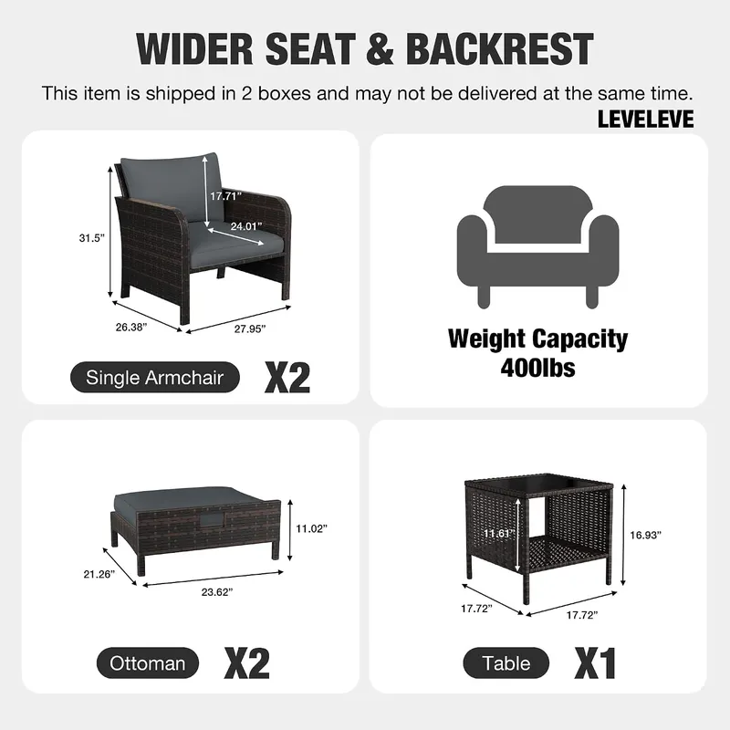 Patio Conversation Set 5 Piece - Rattan Lounge Set review and price