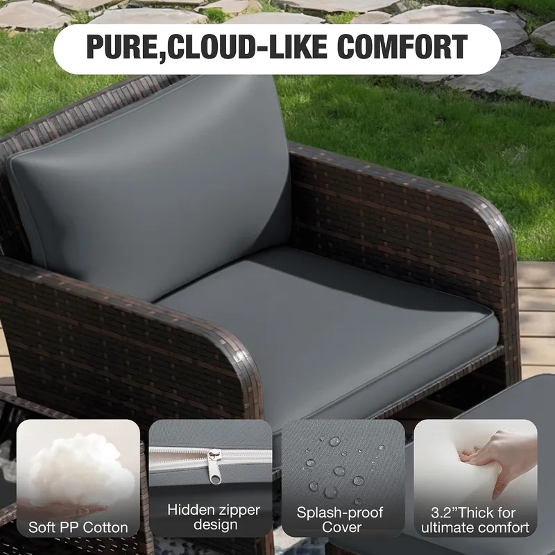 Patio Conversation Set 5 Piece - Rattan Lounge Set review and price