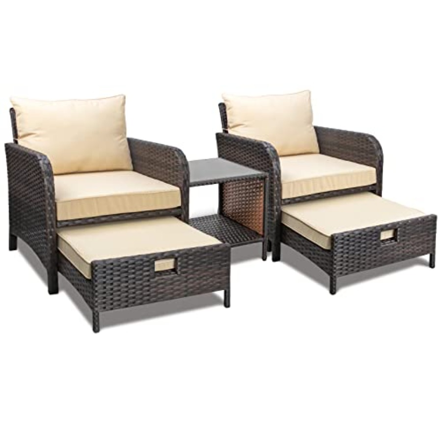 Balcony Furniture 5 Pcs Patio  - Rattan Lounge Set review and price