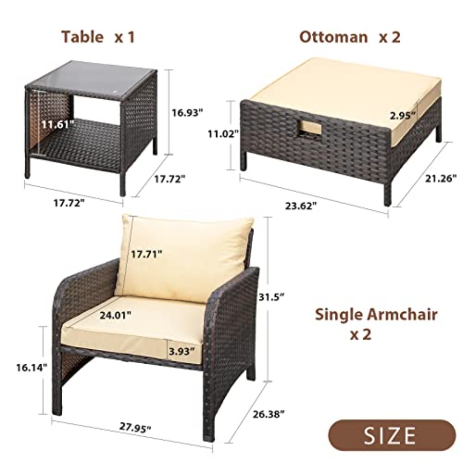 Balcony Furniture 5 Pcs Patio  - Rattan Lounge Set review and price