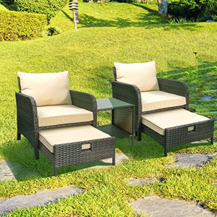 Balcony Furniture 5 Pcs Patio  - Rattan Lounge Set review and price